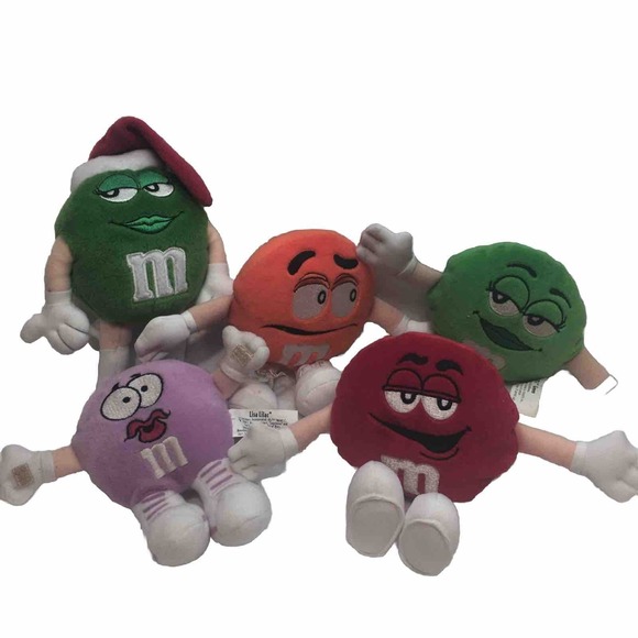 5 plush vintage collectible stuffed M&M characters Mars Candy Co
